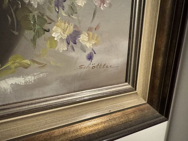 Gemälde von Katharina Schöttler, Blumenstillleben, mehrfarbig, mit Rahmen, ca. 70x90 cm, sehr guter Zustand (Bild 2)