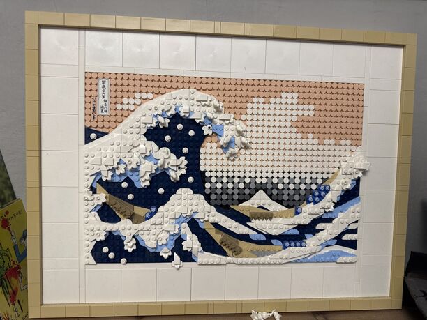 LEGO Art Set 'Die große Welle' Hokusai-Motiv, mehrfarbig, gerahmt, neuwertig