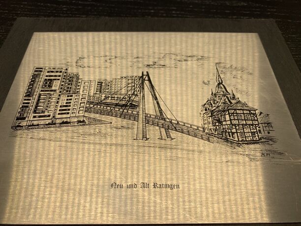 Füsgen Bild 'Neu und Alt Ratingen', schwarz, 22x18cm, guter Zustand (Bild 2)