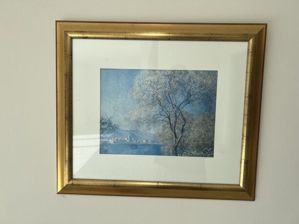 Bild Baum am Wasser mit goldenem Rahmen, ca. 60x72cm, neuwertig