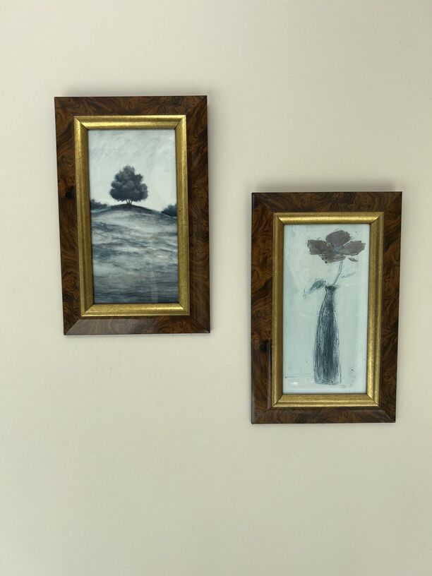 2 Bilder im Holzrahmen, ca. 21x33cm, braun-gold, neuwertig