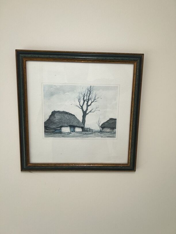 Aquarell (Repro) Art.-Nr. 433 von Becksteen, ca. 36x36cm, Holzrahmen, neuwertig