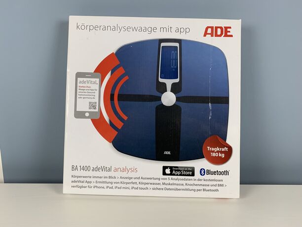 ADE Körperanalysewaage FITvigo BA 1600 in Blau, Tragkraft bis 180 kg, neuwertig (Bild 3)