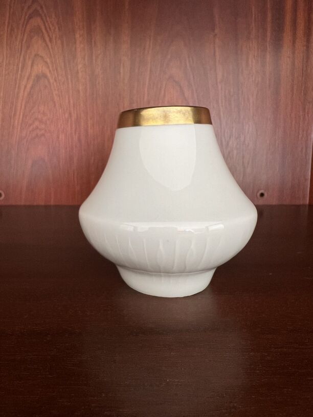 Scherzer Vase, vergoldet, weiß, zeitloses Design, neuwertig (Bild 2)