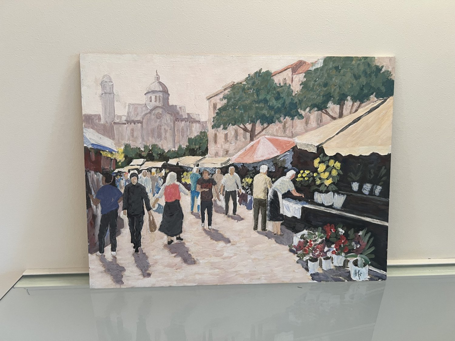 Bild Markttag in Zadar, Handgemalt, ca. 36x48cm, Top-Zustand Bild Markttag in Zadar, Handgemalt, ca. 36x48cm, Top-Zustand