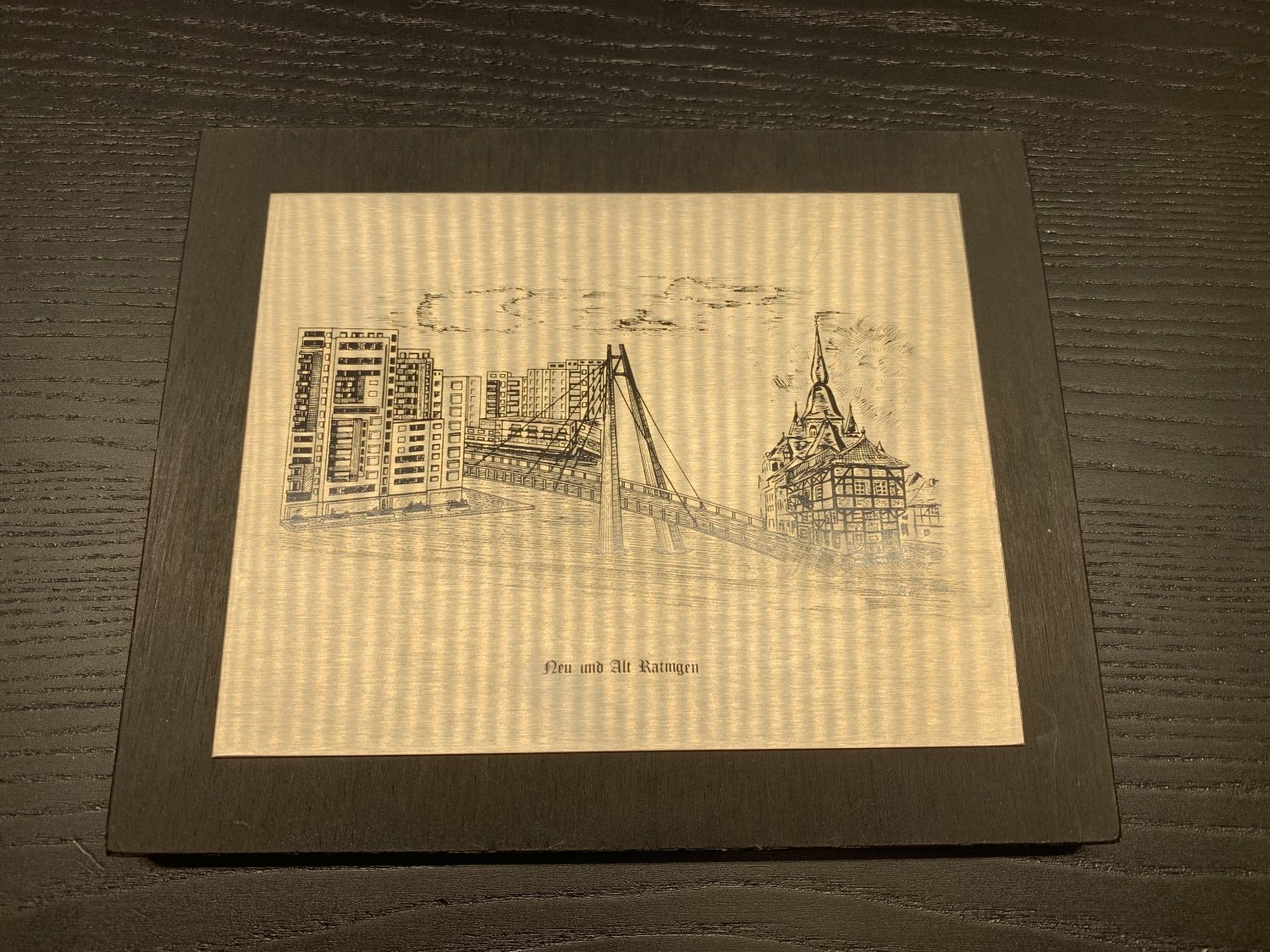 Füsgen Bild 'Neu und Alt Ratingen', schwarz, 22x18cm, guter Zustand Füsgen Bild 'Neu und Alt Ratingen', schwarz, 22x18cm, guter Zustand