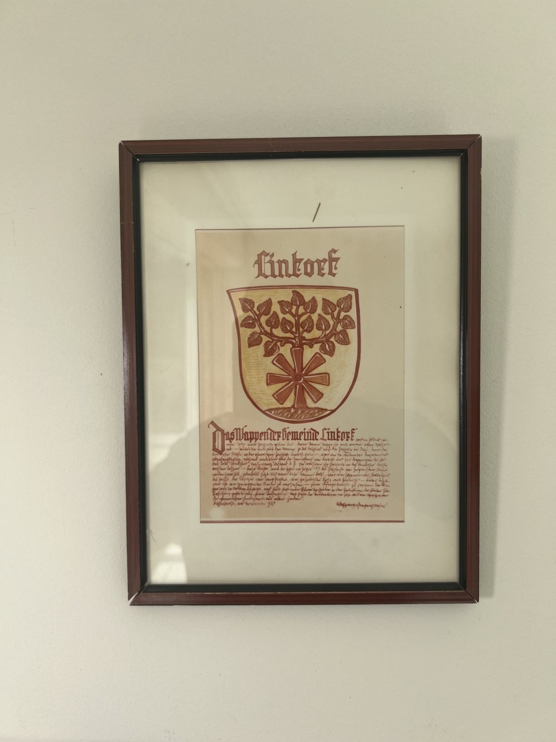 Wappen von Ratingen Lintorf im Holzrahmen, ca. 19,5x20,5 cm, neuwertig Wappen von Ratingen Lintorf im Holzrahmen, ca. 19,5x20,5 cm, neuwertig