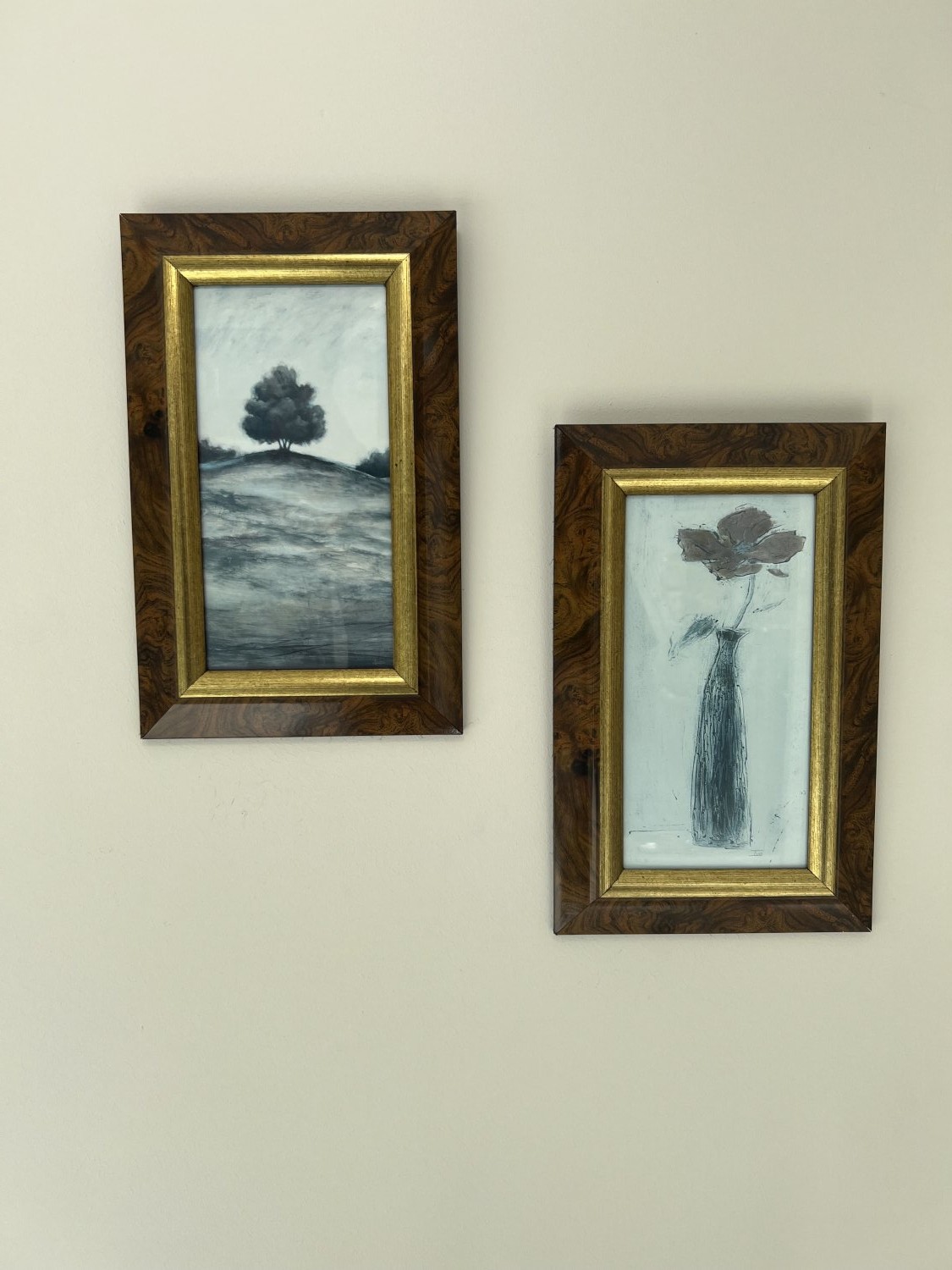2 Bilder im Holzrahmen, ca. 21x33cm, braun-gold, neuwertig 2 Bilder im Holzrahmen, ca. 21x33cm, braun-gold, neuwertig