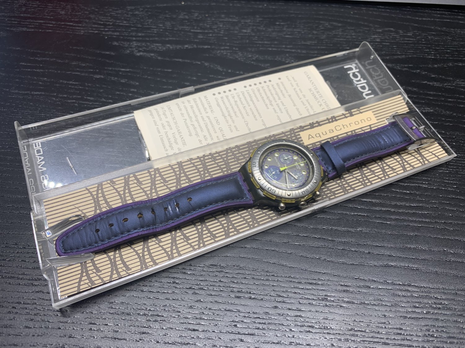 Swatch AquaChrono Atlanta 1996, blau/lila, gebraucht, Originalverpackung Swatch AquaChrono Atlanta 1996, blau/lila, gebraucht, Originalverpackung